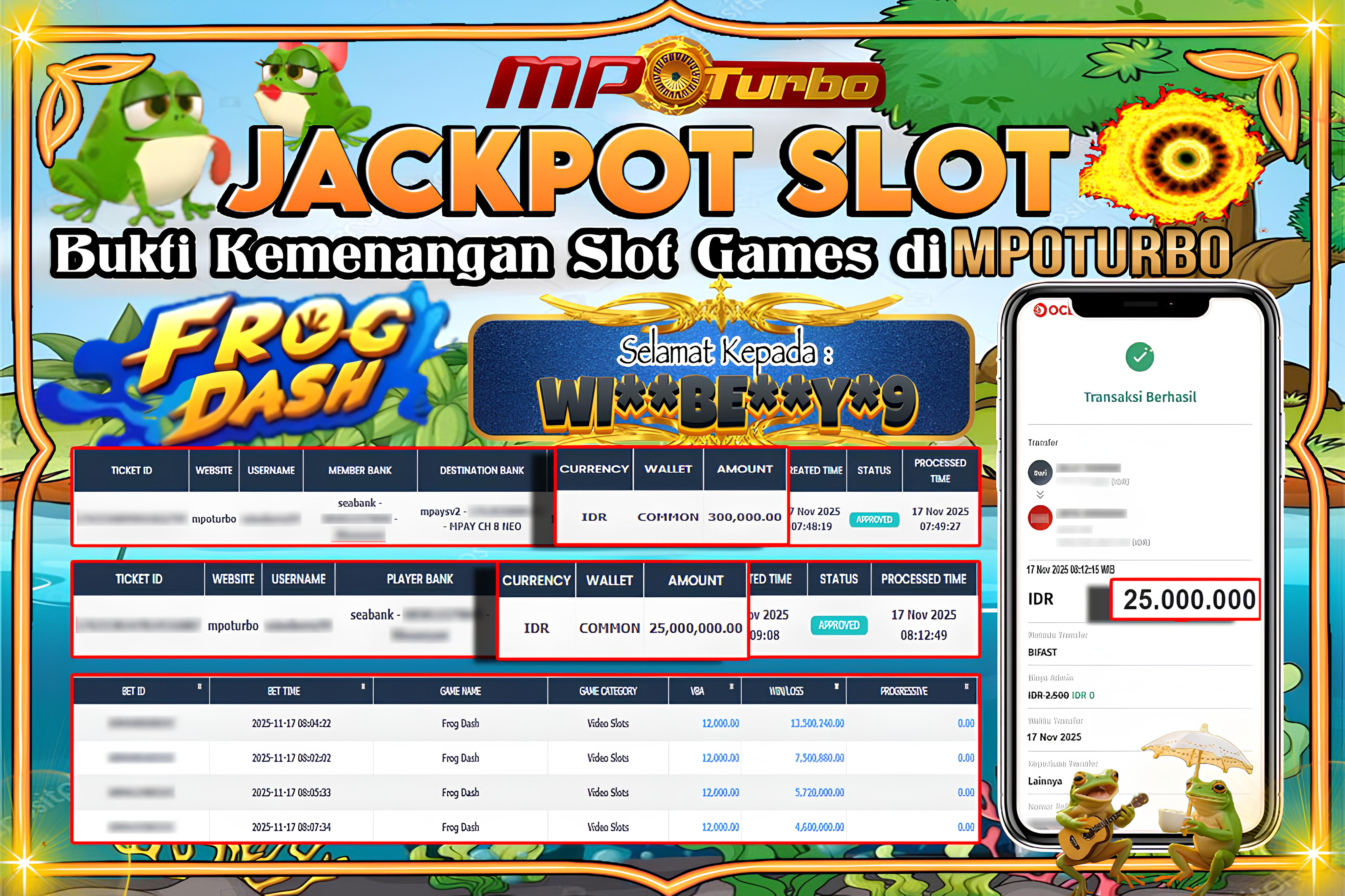 MPOTURBO JACKPOT FROG DASH - JILIRp 25,000,000.00,- LUNAS